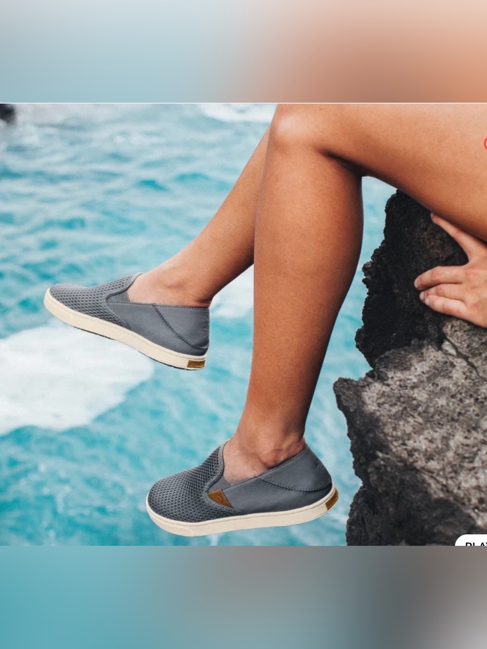 OluKai Pehuea Slip-On Sneakers Pavement Grey Women's Size 8.5 (EUR 38.5)